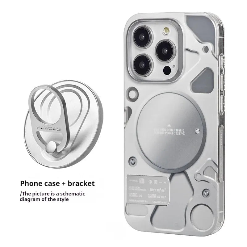 Electroplated Mechanical Silver Phone Case Magnetic Bracket - Bellarte Enchanté Electroplated Mechanical Silver Phone Case Magnetic Bracket